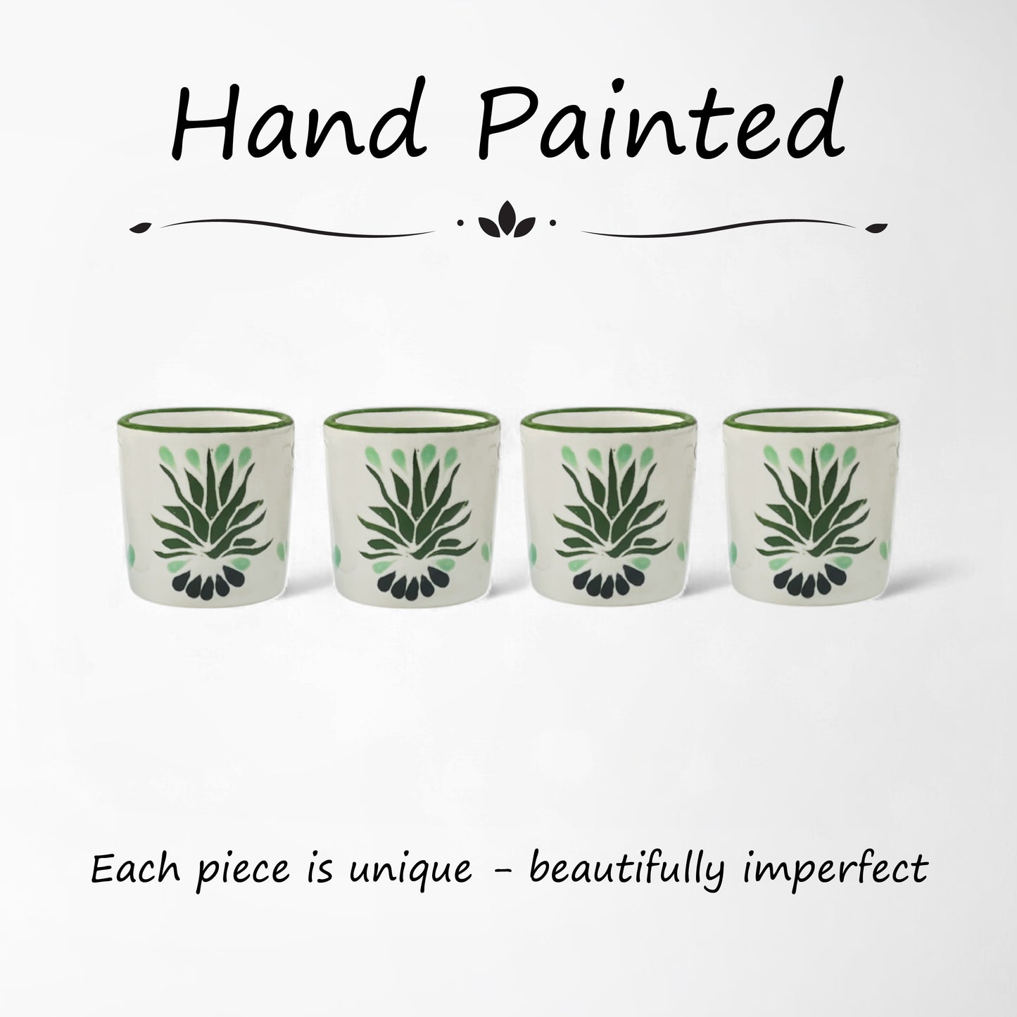 Four piece ceramic mezcal cup set, ideal gift for housewarming or special occasions