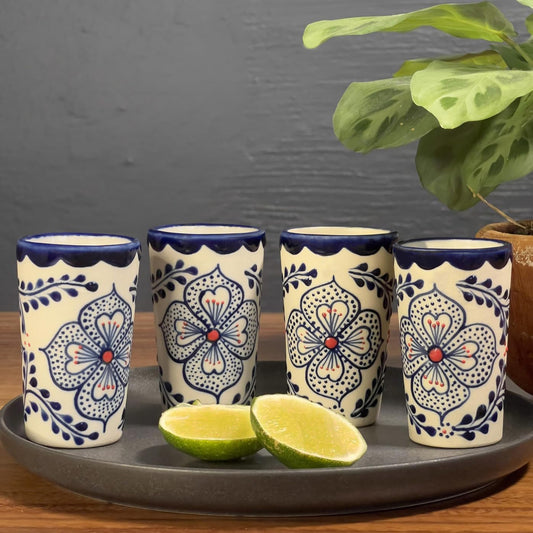 Decorative Talavera ceramic shot glasse set, ideal for gifts or barware