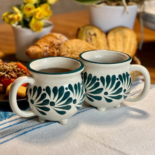 Whimsical handmade hand-painted mug set, fun gift for any occasion. hand painted and made in Mexico
