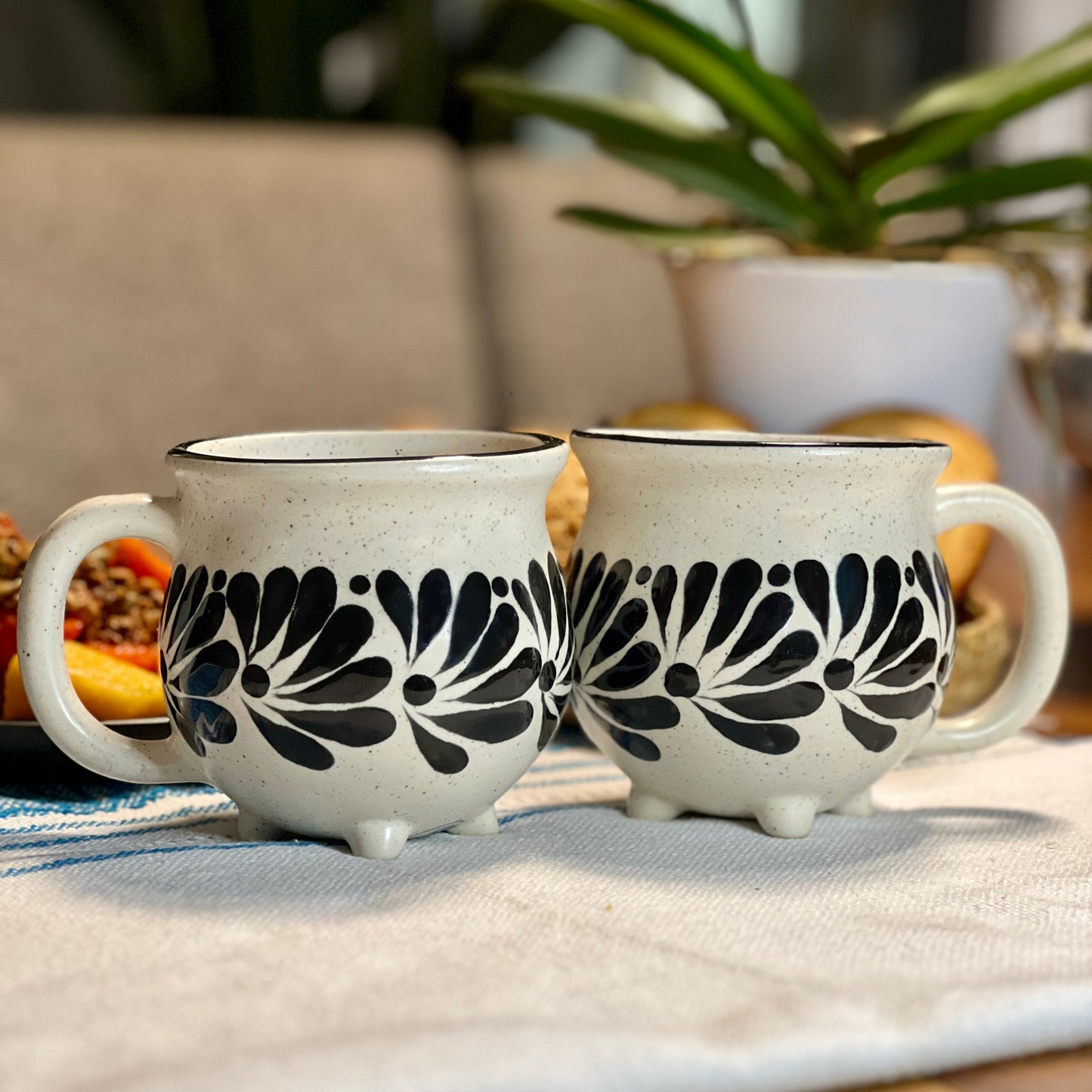 Large handmade hand-painted coffee or tea mug set, cozy gift for mornings